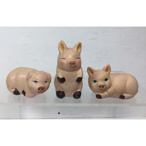 Vintage Three‎ little pig ceramic figues hand painted Miniature collectible pigs